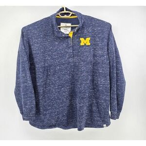 Colosseum Womens XXL Michigan Wolverines Pullover Space Dye Navy Blue Snap Neck